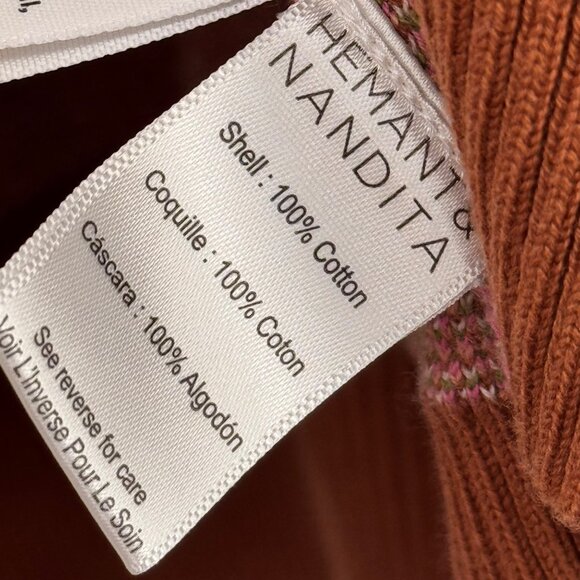 Hemant & Nandita Fara Cardigan Cocoa Cardigan Sweater 100% Cotton Womens size XL - Picture 3 of 16